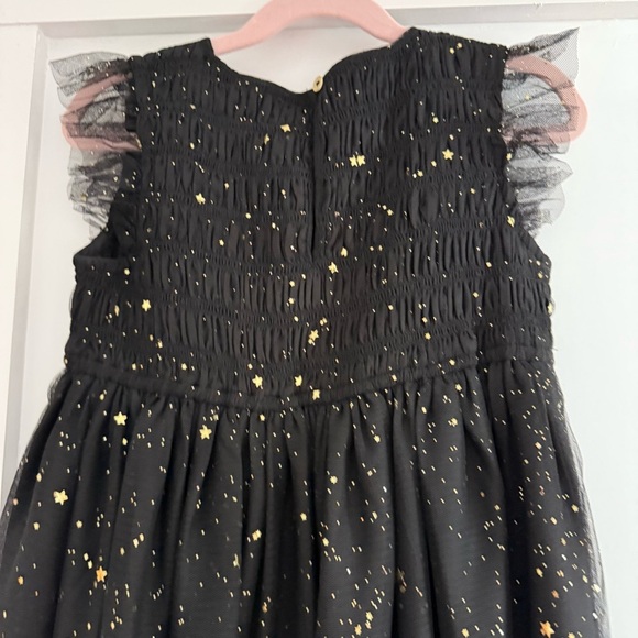 J. Crew Crew Cuts Size 8 Black Star flutter-sleeve dress with metallic foil New! - Picture 6 of 7